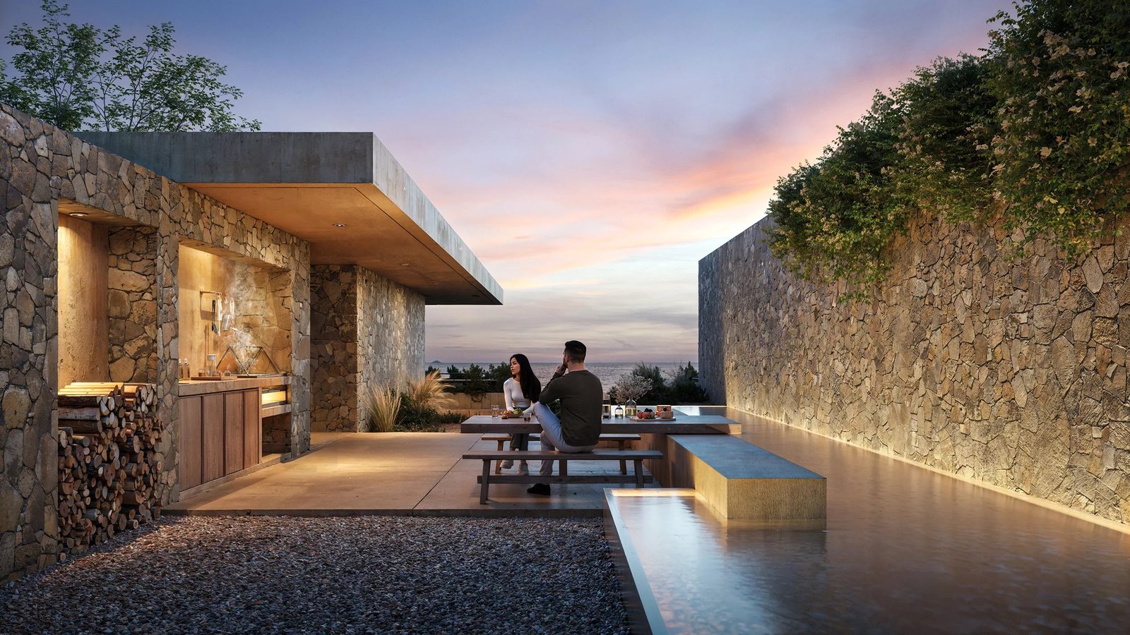 Terrace at sunset