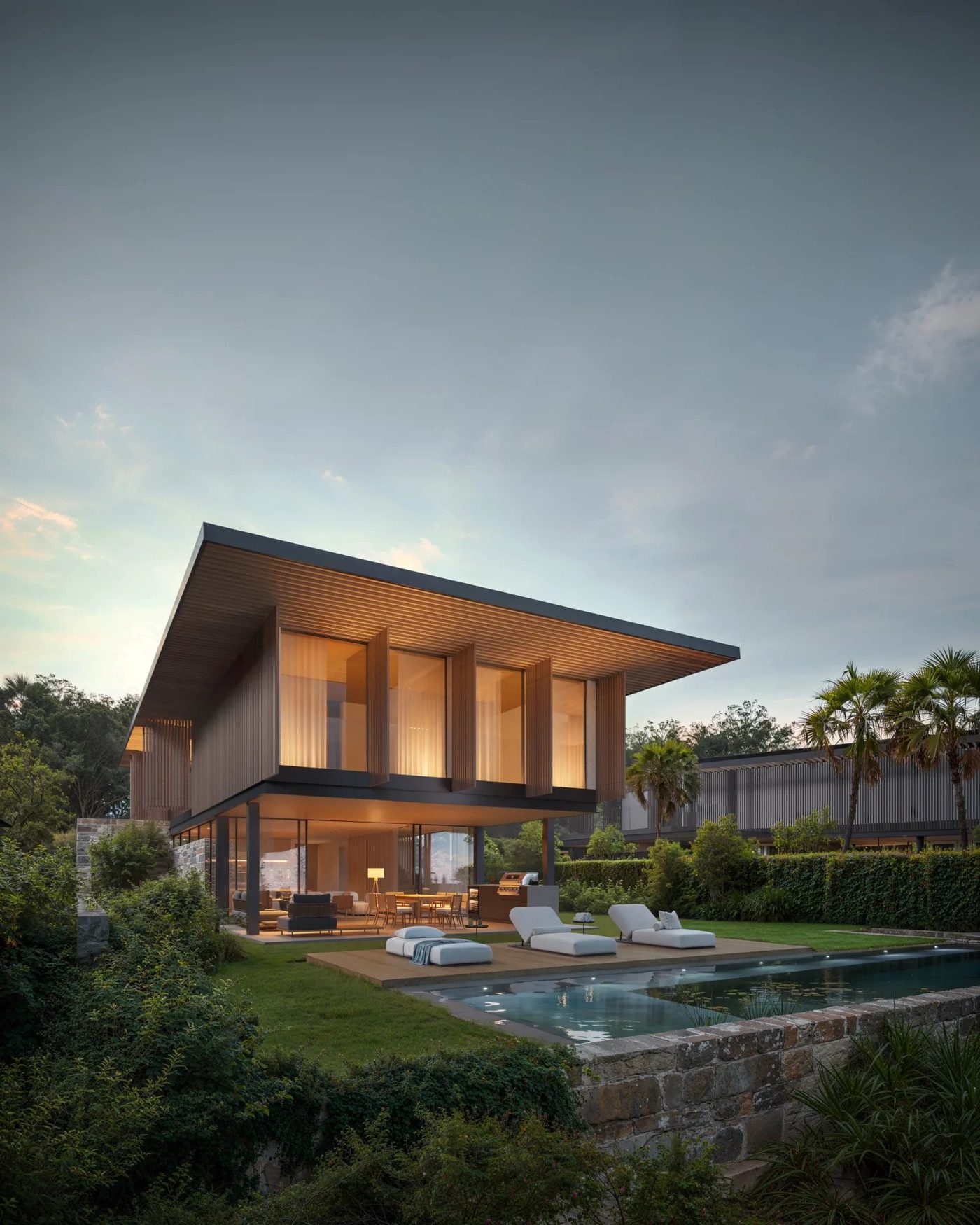 Villa at dusk