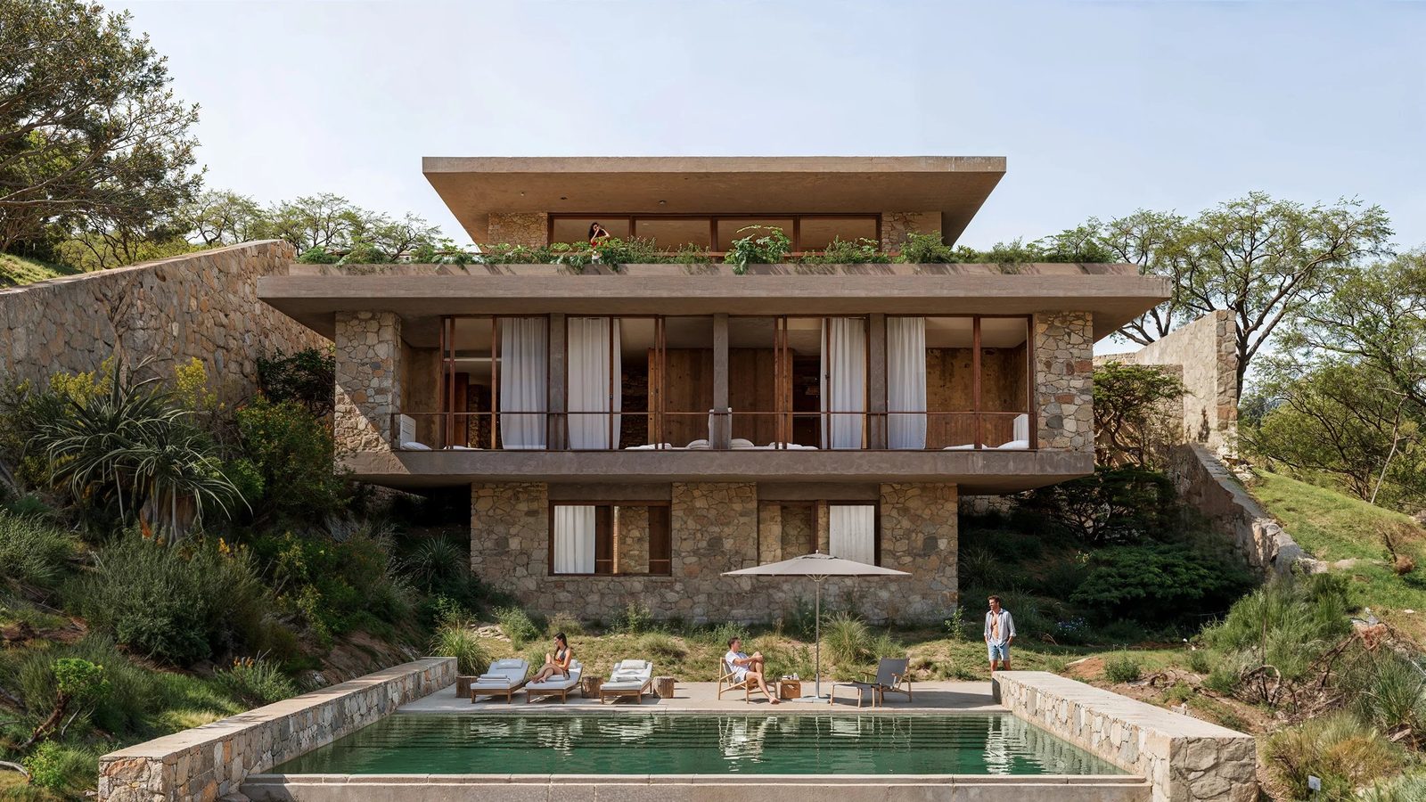 Villa facade and pool